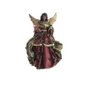 Santa's Workshop 3002 Aa Christmas Angel Tree Topper, 15" Tall, Red/Gold/Green